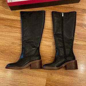 NWT VINCE CAMUTO Vuliann 2 black leather tall WIDE CALF boots 7